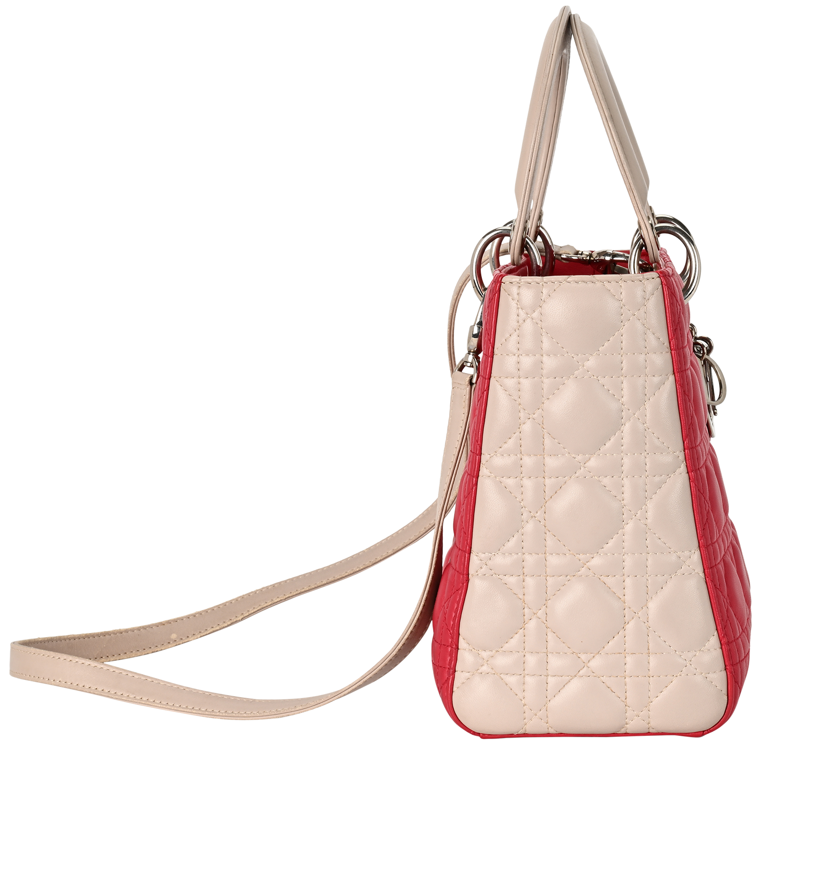 Medium Lady Dior, &pound;1,800, Handbags, Grey/Pink, Leather, Side view